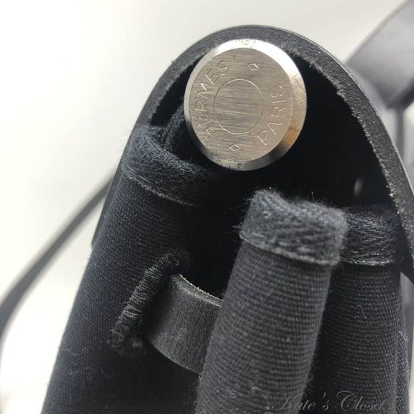 Hermès Herbag 2 In 1 Black Leather and Canvas Shou - Picture 7 of 10